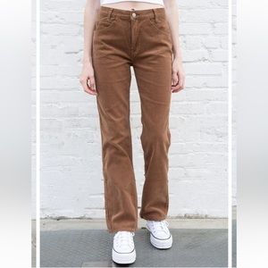 Brand new Brandy Melville Brown Jada Corduroy Straight Leg Pants sz Medium